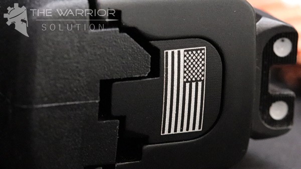 Bastion Gear Aluminum slide backplate with American Flag laser etching