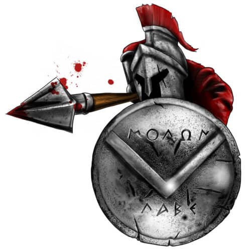 Spartan Warrior Behind Shield