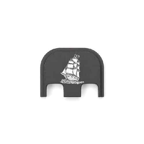 Hand Drawn Pirate Ship 009 Metal Glock Slide Backplate