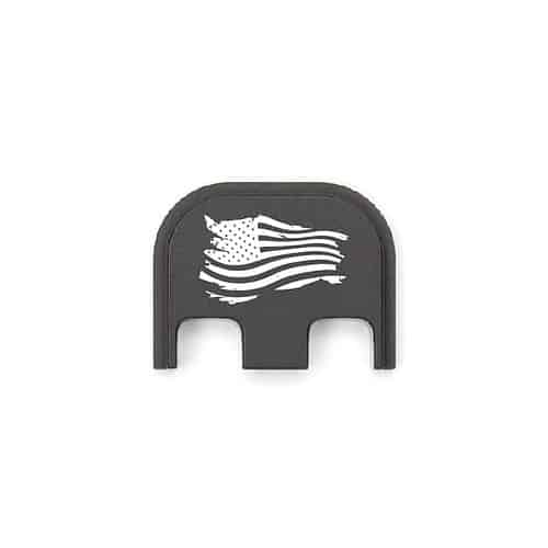 Tattered Battle Worn American Flag 001 Metal Slide Backplate For GLOCK Pistols